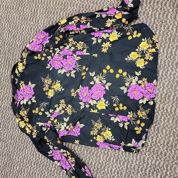 Jessica London button up blouse with 3/4 sleeve black and pink - Picture 4 of 4